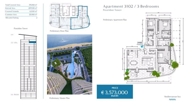 3 Bedroom Apartment for Sale in Limassol – Marina